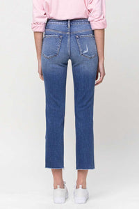 Carlene Mid-Rise Stretch Slim Straight Crop Jean