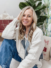 Aspen Ridge Mixed Media Cable Knit Denim Trim Jacket