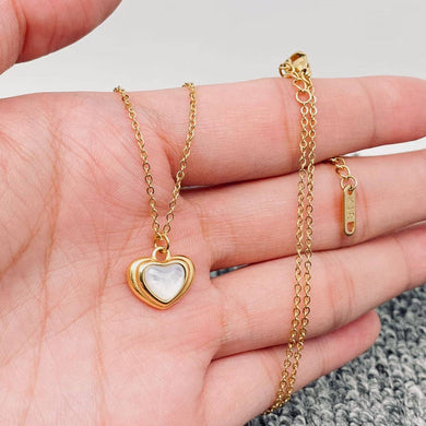 18K Gold Plated Heart Shaped Shell Charm Necklace - FGS