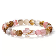 Boho Natural Stone Cross Charm Beaded Bracelet - African Turq