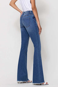 Mallory Mid Rise Mini Flare Denim