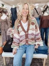 Autumn Mosaic Chunky Knit V Neck Button Down Cardigan - Multi