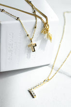 Skinny Cable Charm Bar Necklace 16" - Gold