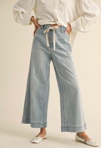 Marina Washed Wide Leg Denim With Front Tie