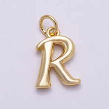 16K Gold Filled 14mm Minimalist Molten Alphabet Initial Letter Charm Bar | Charms-00908 ~ Charms-00933: Letters Set
