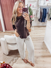 Bex High Rise Crop Barrel Embroidered Hem Denim Jeans - Almond