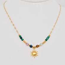 Sun Pendant Beaded Necklace - 18K Gold Plated
