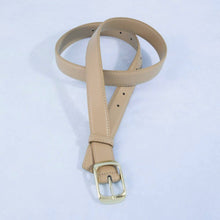 Solid Rectangle Buckle Leather Belt: Gold/Black