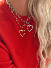 LARGE OPEN HEART NECKLACE: SILVER by Chansutt Pearls