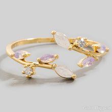 Rhodium Dipped Marquise Opal And Cz Ring: Gold