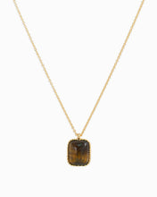 Square Semi Precious Stone Necklace: Brown