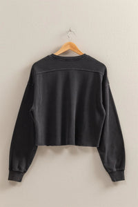 On The Go Mineral Wash Semi Cropped Sweatshirt - Black