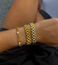 Watch Band Bracelet - Gold with Diamonds