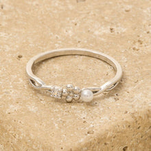 Gold Dipped Cz Pearl Flower Ring: Gold