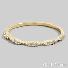 Hammered Pave Cz Eternity Band Ring: Gold