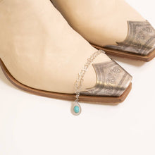 18K Gold PVD Stainless Steel Turquoise Tear Drop Charm Bar - Stainless Steel Silver