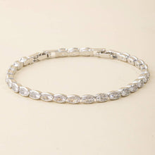 Oval Bezel Set Cz Line Tennis Bracelet: Gold