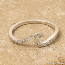 Gold Dipped Delicate Studded Wave Ring: Gold
