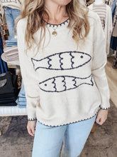 Sailfish Fish Pullover Sweater with Stitch Detail - Taupe