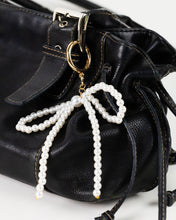 Pearl Bead Bow Keychain Bag Charm - Gold