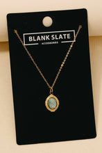 Stainless Steel Vintage Oval Stone Pendant Necklace
