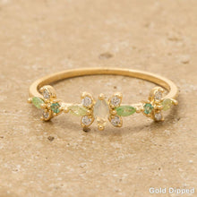 Delicate Multi Colored Cz Studded Ring - Gold