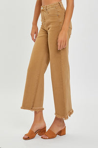 Brooke High Rise Crop Wide Pants - Camel