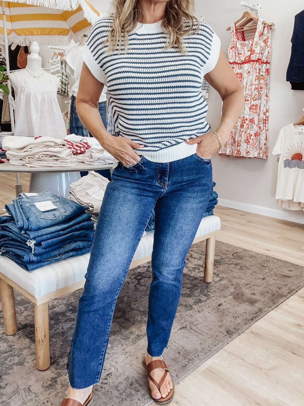 Sarah High Rise Mini Ankle Bootcut Jean