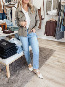 Sabrina Jean Jacket - Dusty Olive
