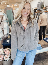 Ashford Washed Quilted Front Tie Puffer Jacket - Charcoal