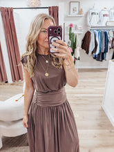 Maren Wide Gathered Waistband Knit Maxi Skirt - Brown