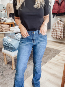 Quinn High Rise Bootcut Denim Jeans - Dark Wash