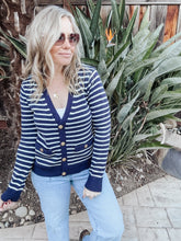 Nautical Inspired Blue and White Striped Cardigan