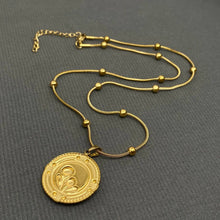 18K Golden SS Dried Flower Round Charm Necklace