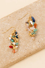 Pebble Stone Beaded Fringe Dangle Earrings - Turquoise