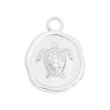 18K Gold PVD Sea Turtle Epoxy Charm: Stainless Steel Silver