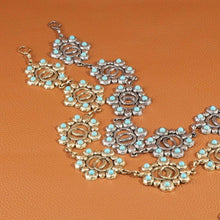 Turquoise Floral Concho Chain Belt - Silver