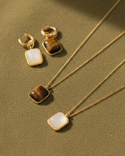 Square Semi Precious Stone Necklace: Brown