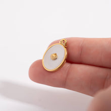 18K Gold PVD Stainless Steel White Enamel Charm Bar with Shell: Stainless Steel Silver