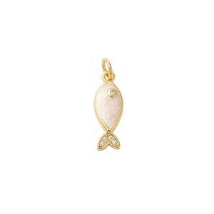 Pearlescent Fish Charm Bar - Gold