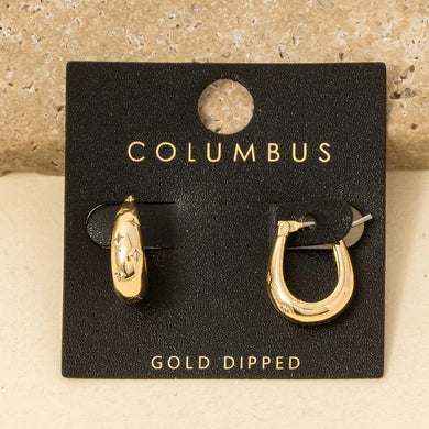 Gold Dipped Stars Studded Hoop Earrings - Gold