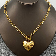 18K Golden SS Heart Charm Ot Buckle Chain Necklace