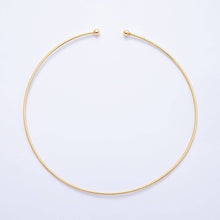 16K Gold Filled 2mm Minimalist Torque Cuff Collar Necklace with open beaded ball | WA-04155