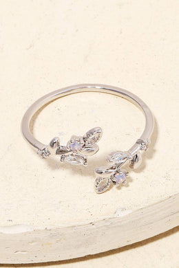 Open Leaf Adjustable Ring - Silver