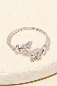 Open Leaf Adjustable Ring - Silver