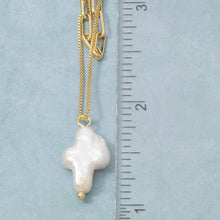 Gold Dipped Pearl Cross Pendant Layered Chain Necklace