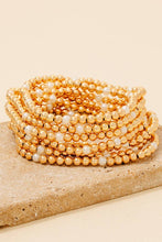 Layered Pearl And Metallic Beaded Bracelet Set - Silver