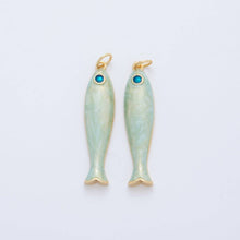 18K Gold Filled Blue, Green, Red Enamel Sardine Fish Charm Bar | AF404 AF-779: Red