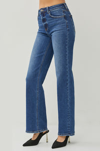 Sammie High Rise Straight Jeans - Dark