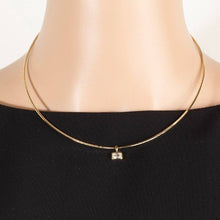 Gold Dipped Cz Baguette Pendant Choker Necklace - Gold